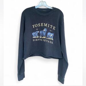 Brandy Melville Navy Yosemite Sierra Nevada Cropped Sweatshirt
